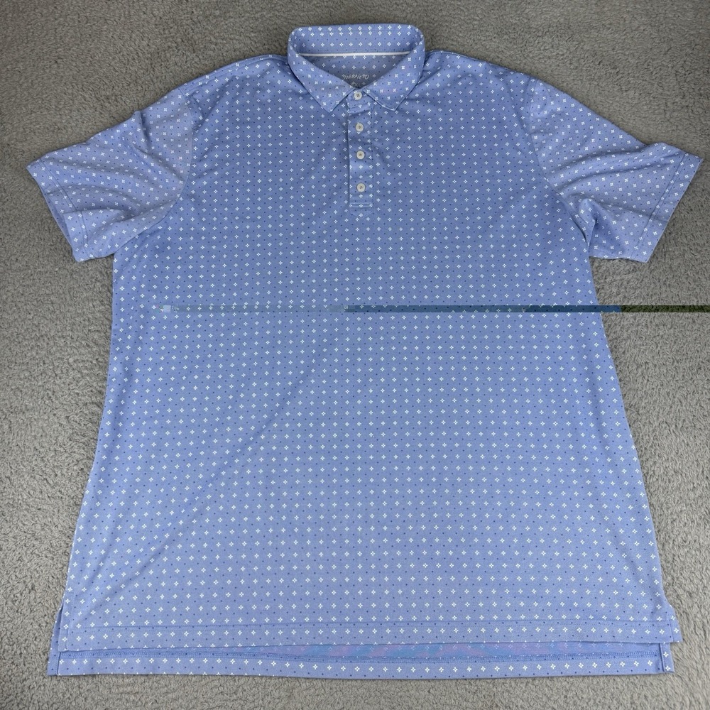 johnnie-O Polo Shirt Mens Xxl Blue Microprint Performance Golf Stretch Knit
